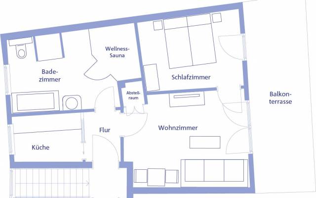 Grundriss Ferienwohnung Grömitz zum Wellenbad 